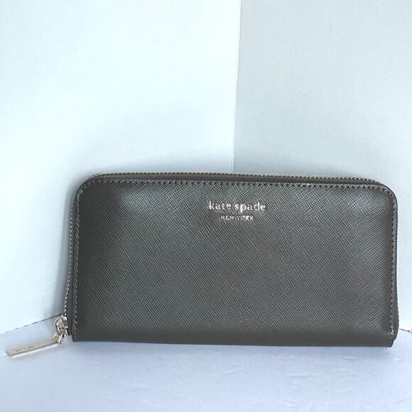 Kate Spade Spencer Zip Around Wallet Womens Large Duck Green Leather Accordian - Picture 1 of 7